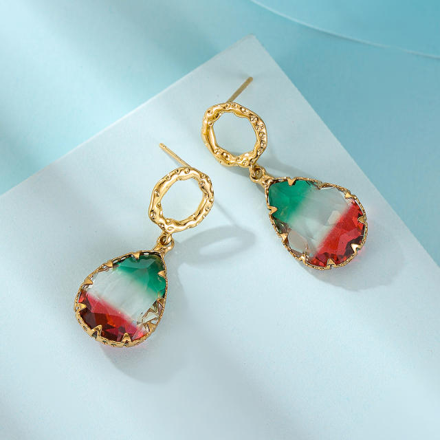 Elegant triangle shape cubic zircon copper earrings