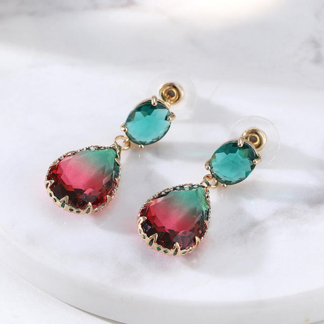Elegant glass crystal statement copper earrings