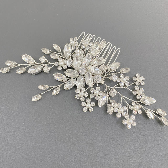 Delicate crystal beads handmade wedding hair combs
