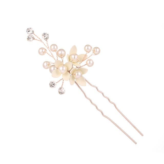 Delicate alloy pearl wedding hair combs set
