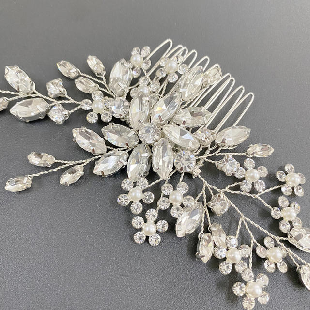 Delicate crystal beads handmade wedding hair combs
