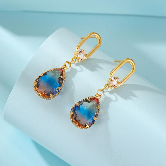 Elegant cubic zircon copper drop earrings