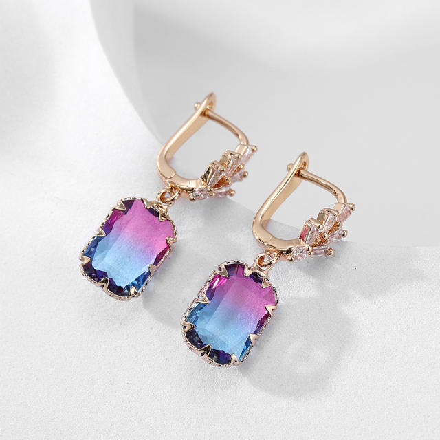 Chic square cubic zircon copper earrings