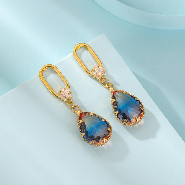 Elegant cubic zircon copper drop earrings