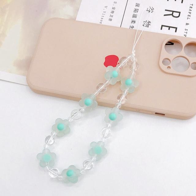 Acrylic flower bead short phone chain