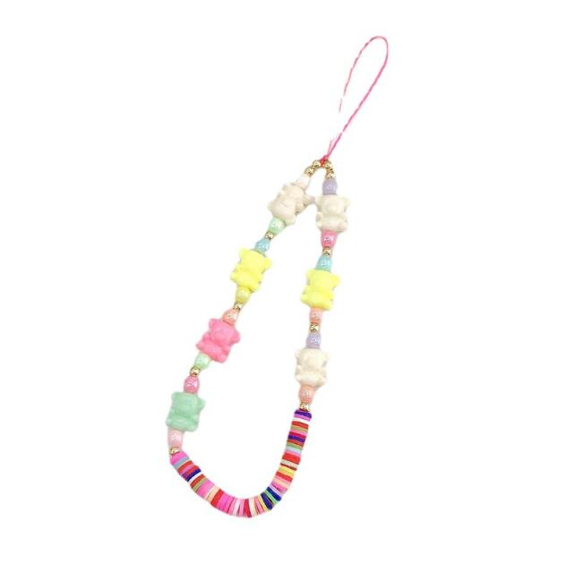 Sweet bear colorful bead phone chain