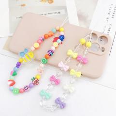 Summer design cute color bead butterfly short phone chain