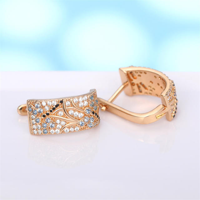 Creative cubic zircon copper huggie earrings