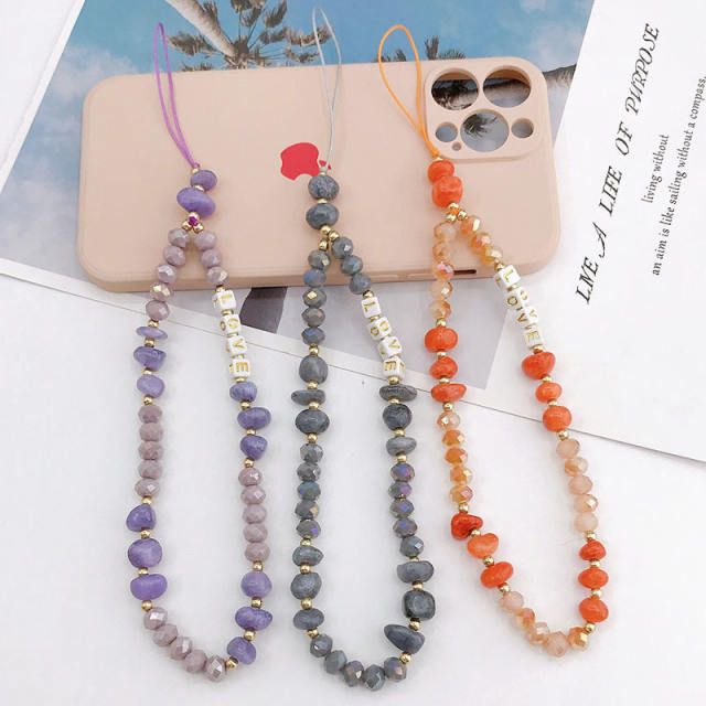 Creative crystal bead short phone chain