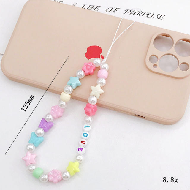 New design colorful beads short phone chain