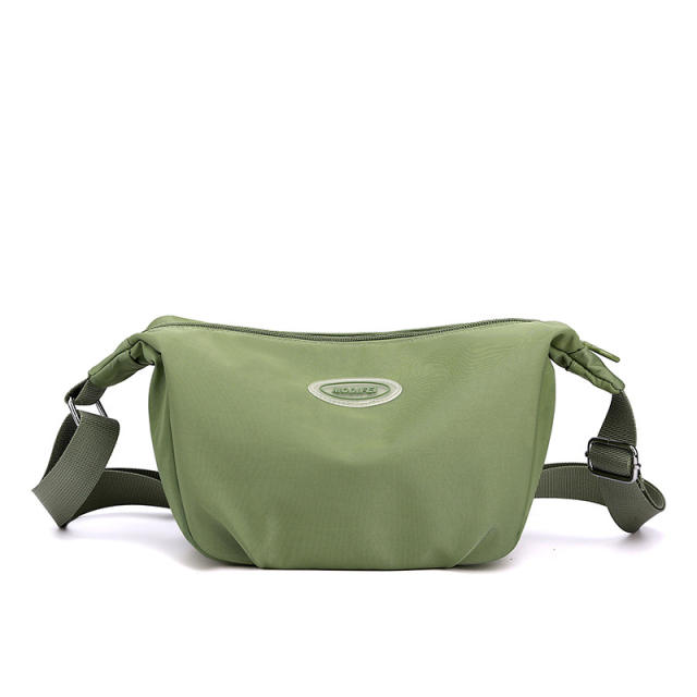 Casual plain color nylon crossbody bag