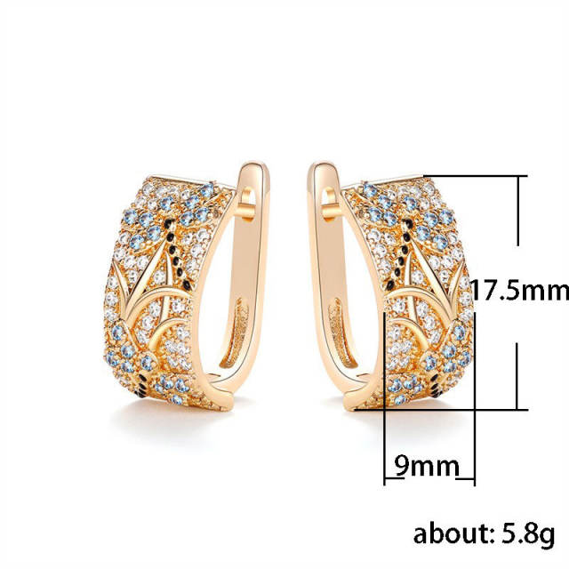 Creative cubic zircon copper huggie earrings