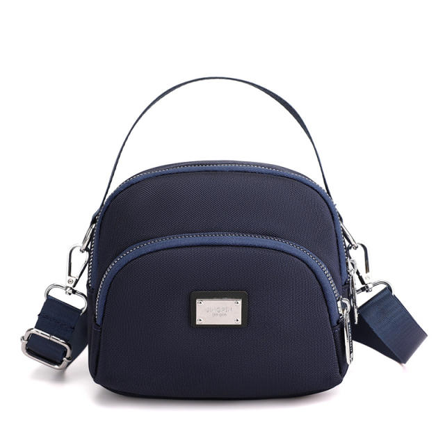 Casual plain color nylon crossbody bag