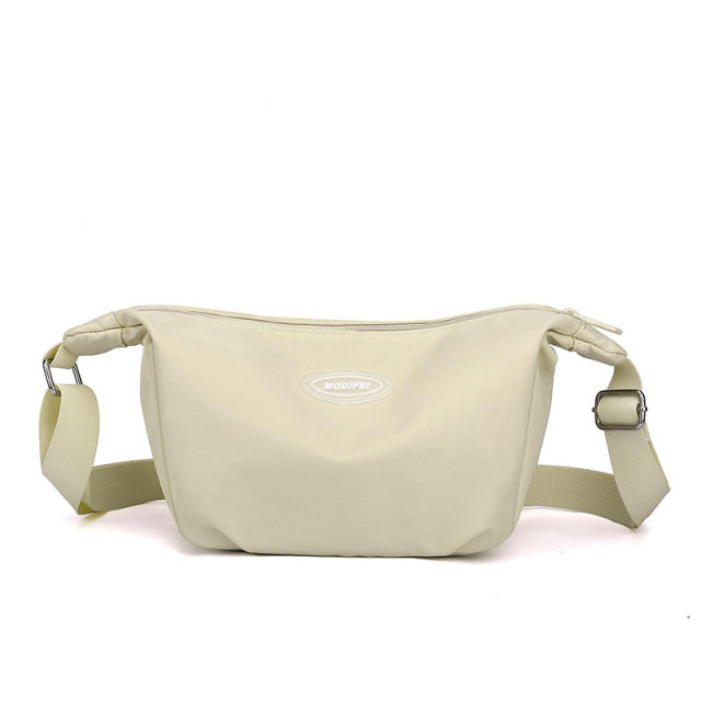Casual plain color nylon crossbody bag