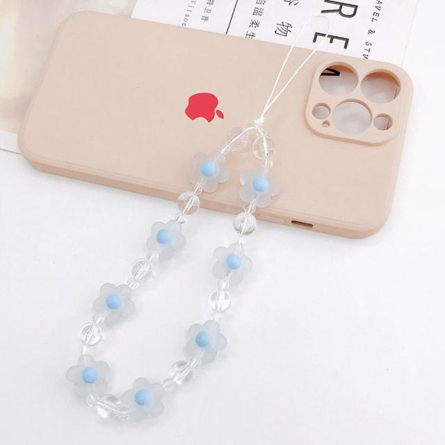 Acrylic flower bead short phone chain