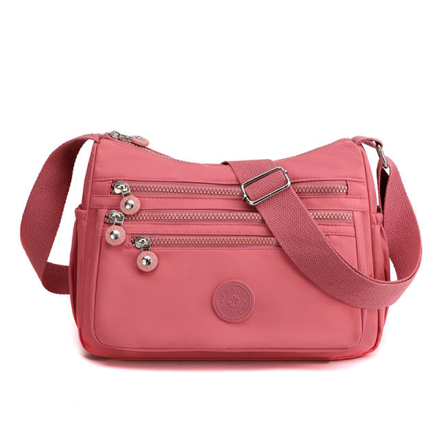 Large capacity color floral nylon crossbody bag