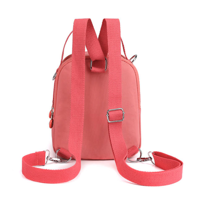 Large capacity plain color nylon mini backpack crossbody bag