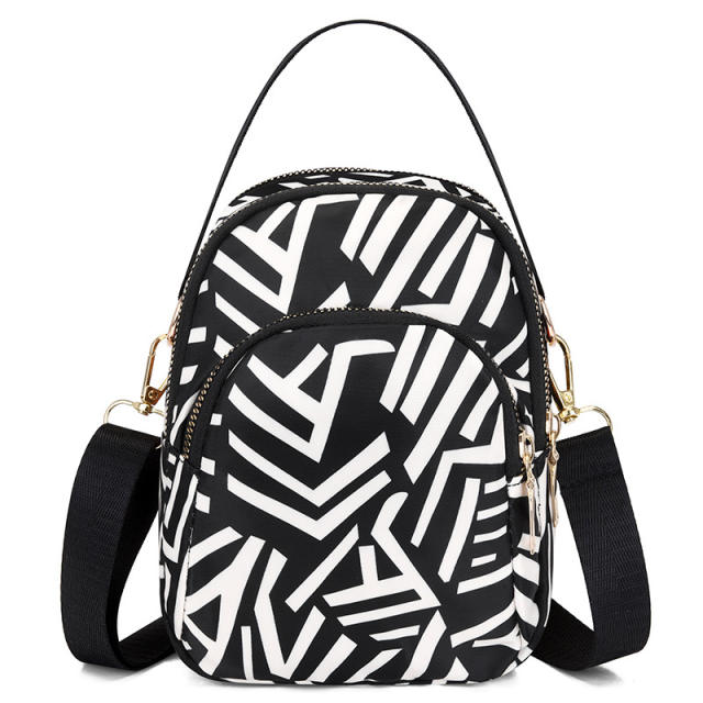 Color pattern nylon mini crossbody bag