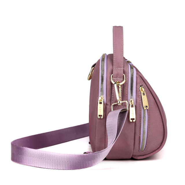 Multi function plain color nylon mini crossbody bag