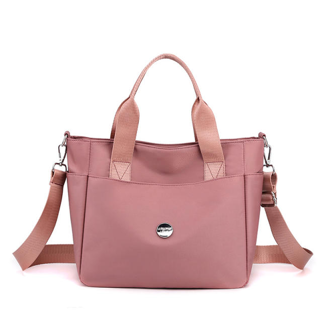 Casual nylon plain color crossbody bag