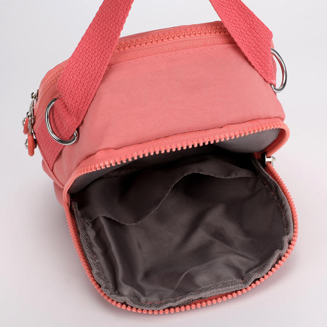 Large capacity plain color nylon mini backpack crossbody bag