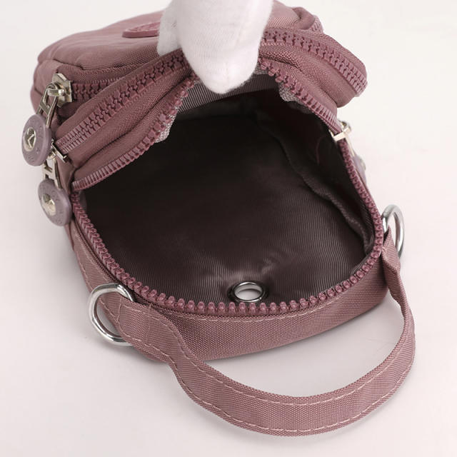 Mini canvas plain color zipper crossbody bag