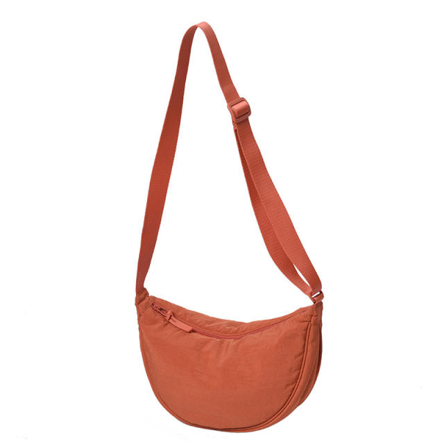 Casual plain color nylon crossbody bag