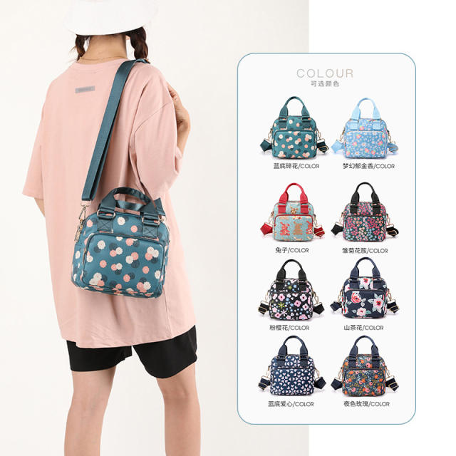 Korean fashion floral nylon crossbody bag