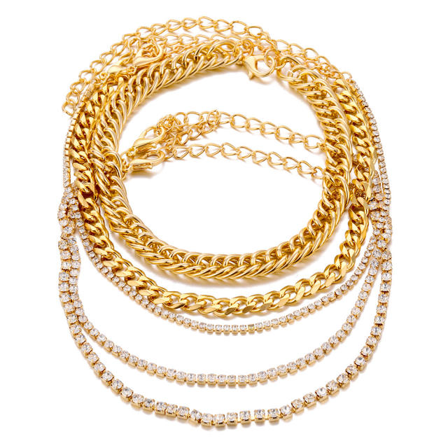 Amazon hot sale multi layer metal chain bracelet set