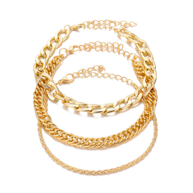 Amazon hot sale multi layer metal chain bracelet set