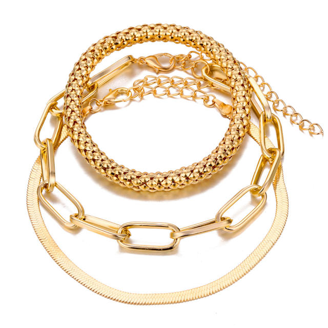 Amazon hot sale multi layer metal chain bracelet set