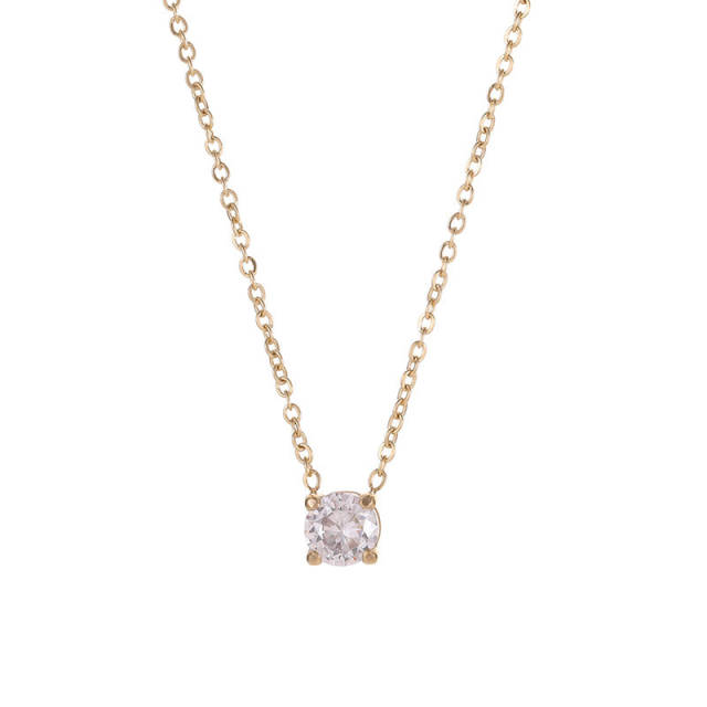 INS cubic zircon stainless steel dainty diamond necklace