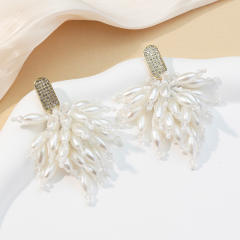 925 needle diamond pearl earrings