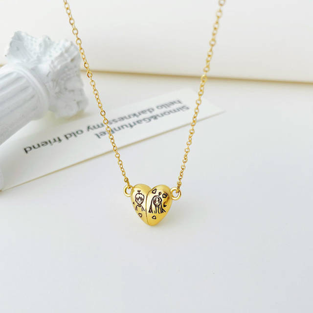 Chic design heart stainless steel necklace