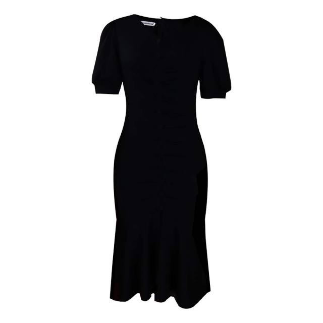 OL elegant plain color bodycon midi dress