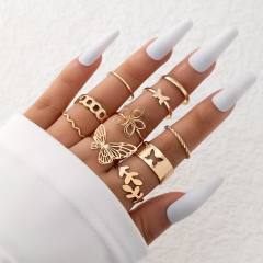 10pcs hollow butterfly stackable rings