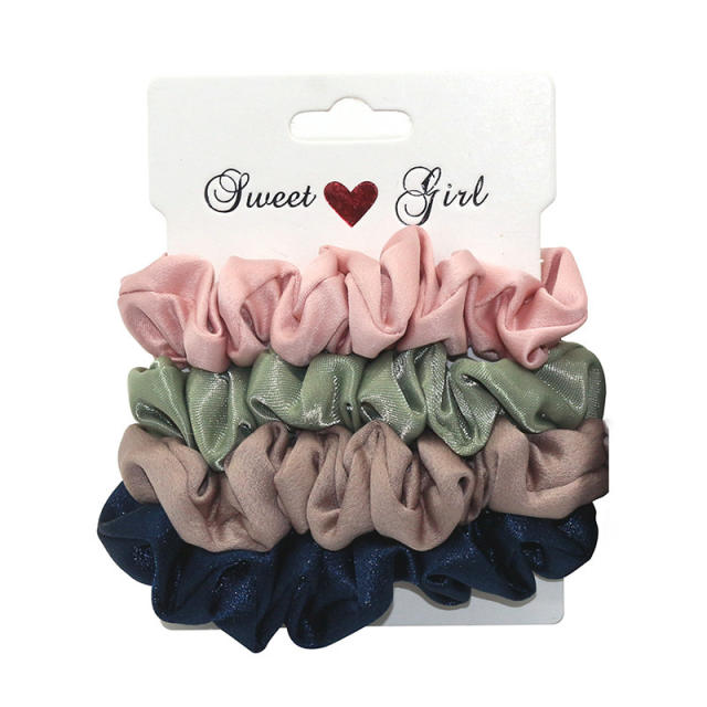 Spring design satin scrunchies set