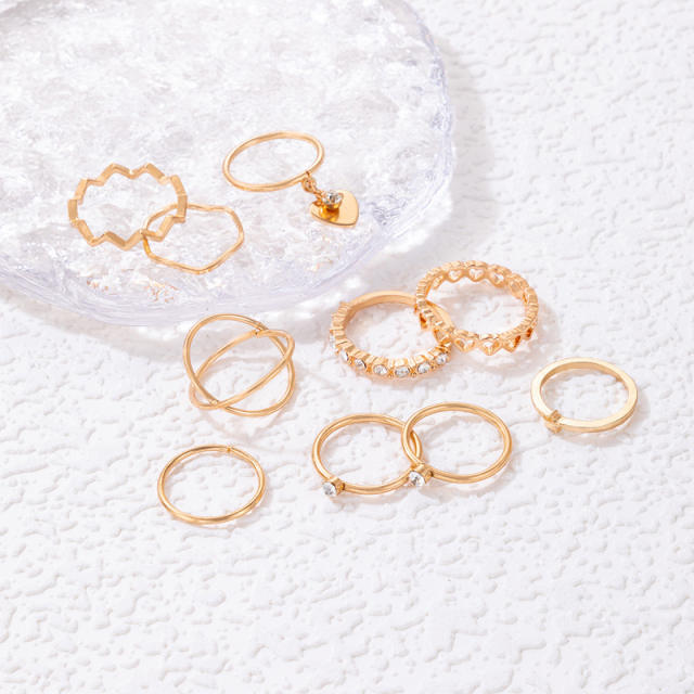 10pcs alloy stackable rings