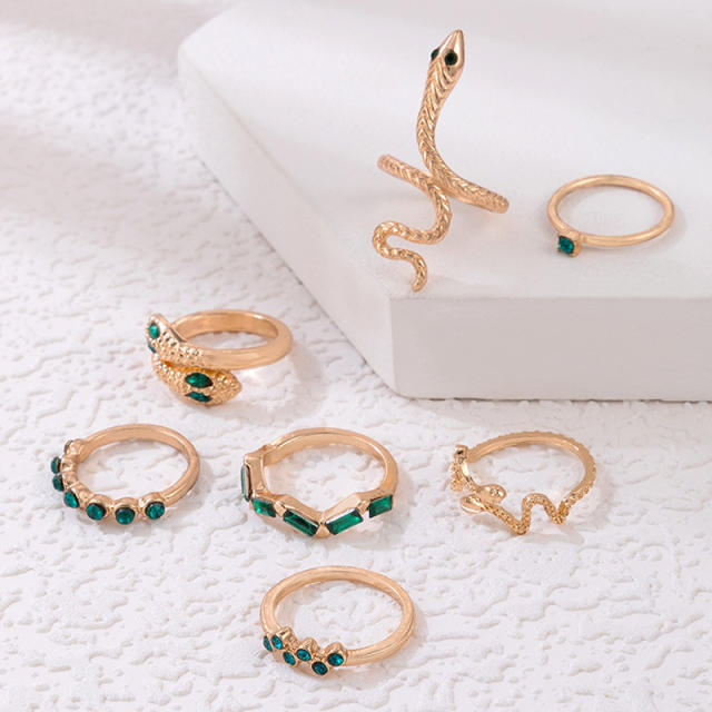 9pcs amazon hot sale snake alloy stackable rings