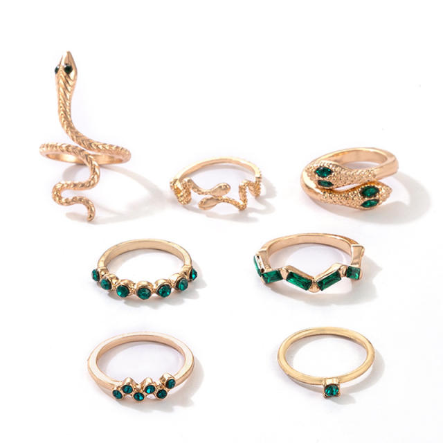 9pcs amazon hot sale snake alloy stackable rings