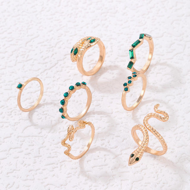 9pcs amazon hot sale snake alloy stackable rings