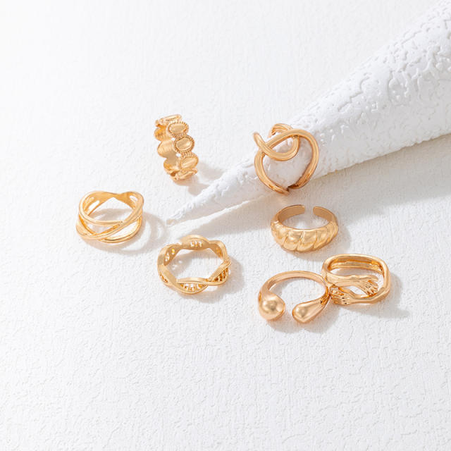 7pcs gold color alloy stackable rings