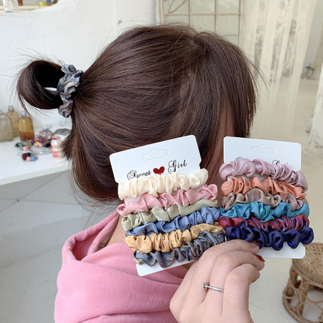 Spring design satin scrunchies set