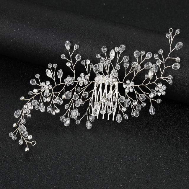 Elegant crystal beads wedding hair combs