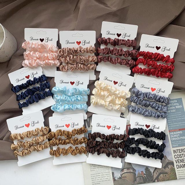 3pcs plain color stain scrunchies set