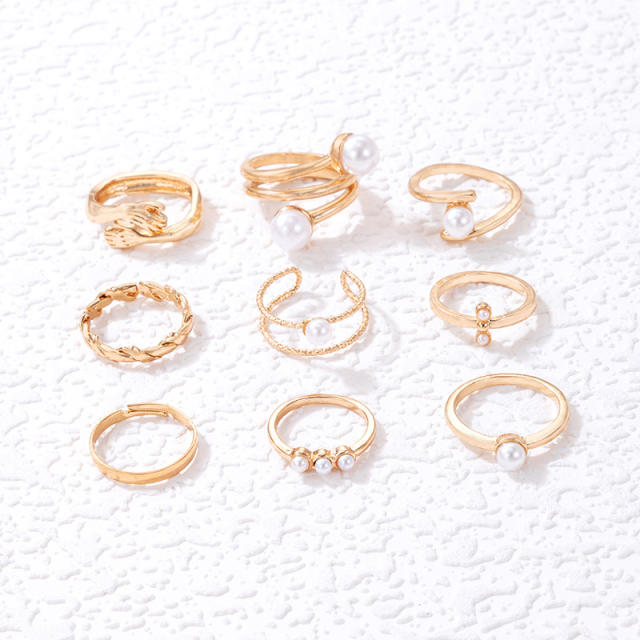 Concise pearl alloy stackable rings