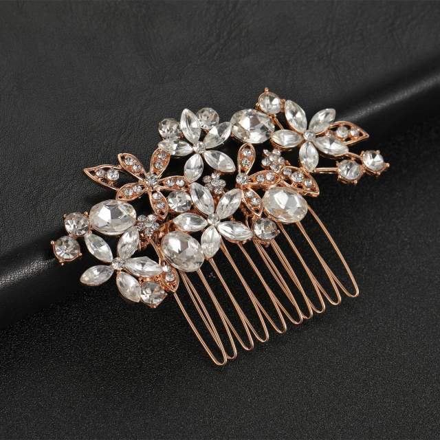 Korean fashion rhinestone flower pearl wedding hair combs