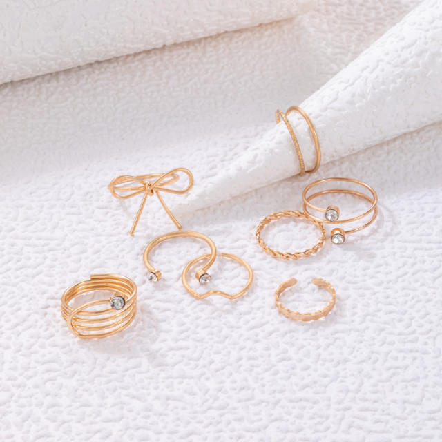 8pcs Gold color alloy stackable rings