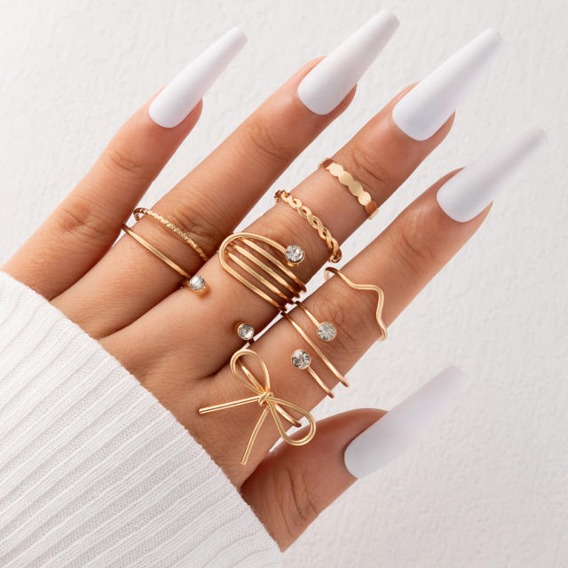 8pcs Gold color alloy stackable rings