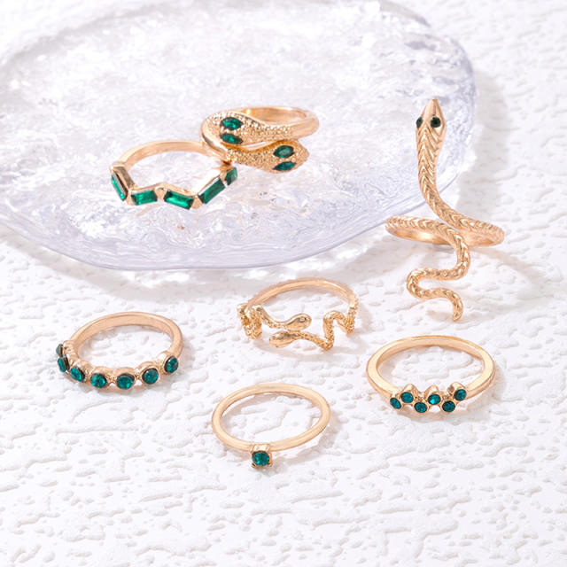 9pcs amazon hot sale snake alloy stackable rings